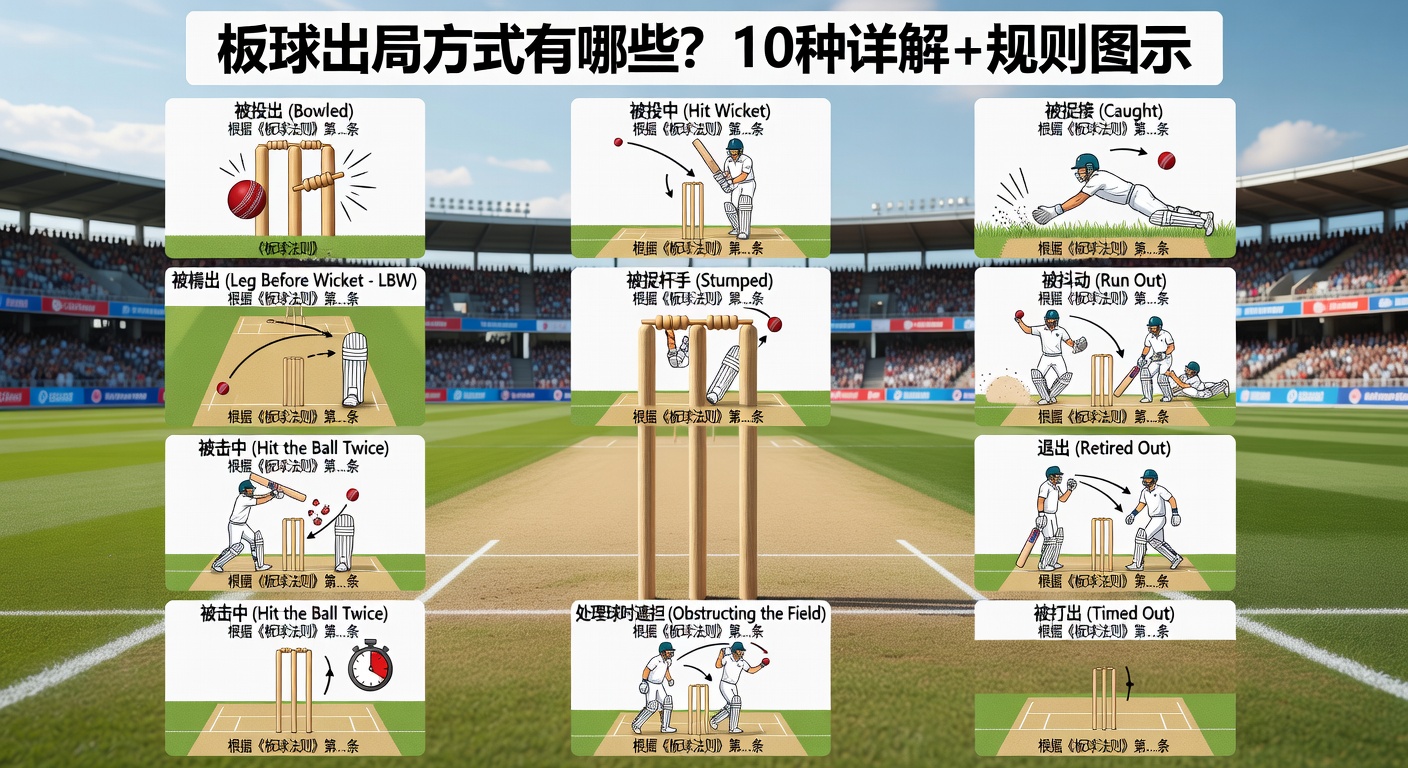 板球出局方式有哪些？10种详解+规则图示