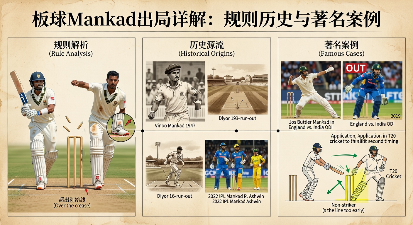 板球Mankad出局详解：规则历史争议指南